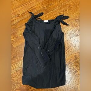 Frame Black Long Sleeve Tie-Shoulder Dress